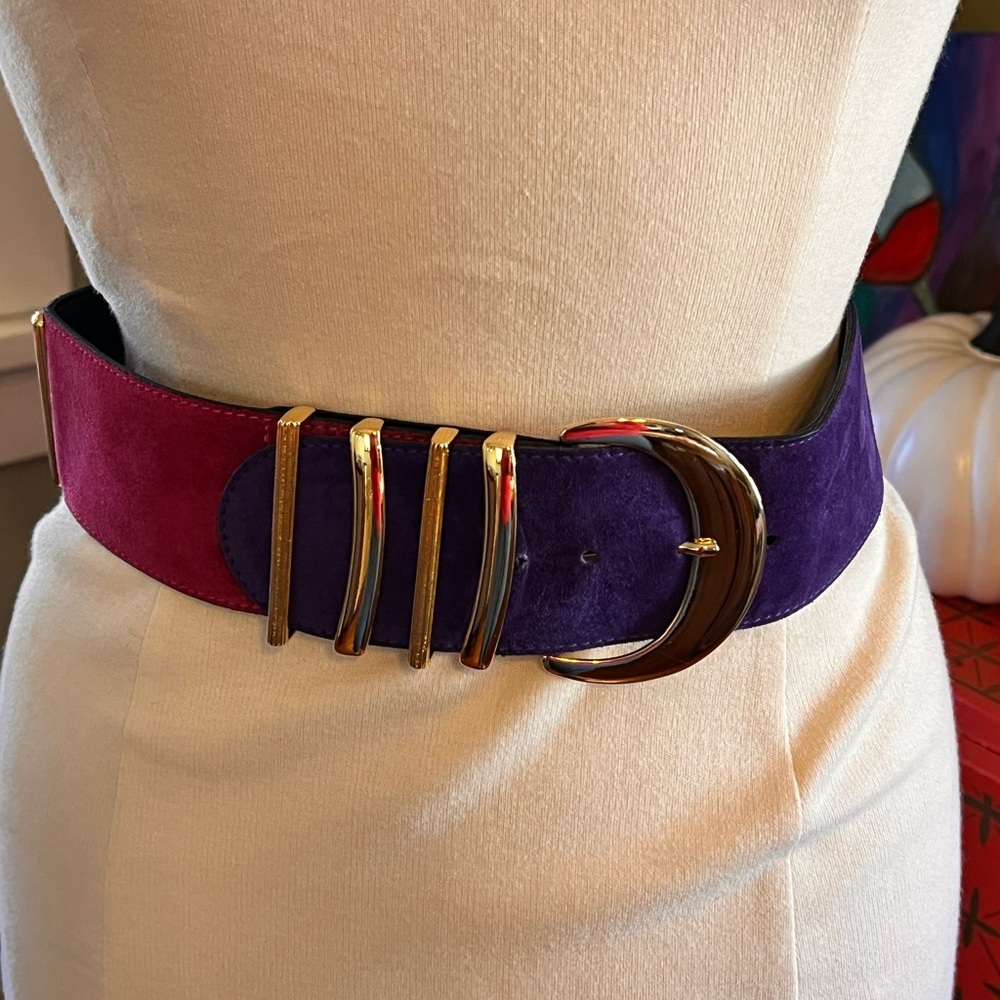 The Limited Purple and Pink Suede Belt with Gold Buckle